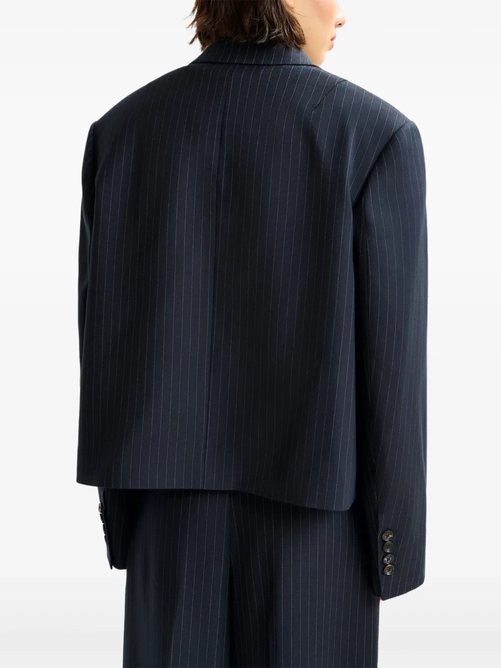 Essentiel Antwerp pinstripe double-breasted blazer Blauw