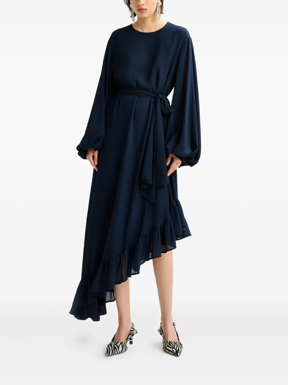 Essentiel Antwerp ruffle asymmetrical dress Blauw