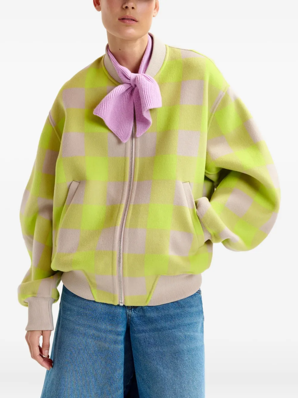 Essentiel Antwerp check-pattern cardigan Beige