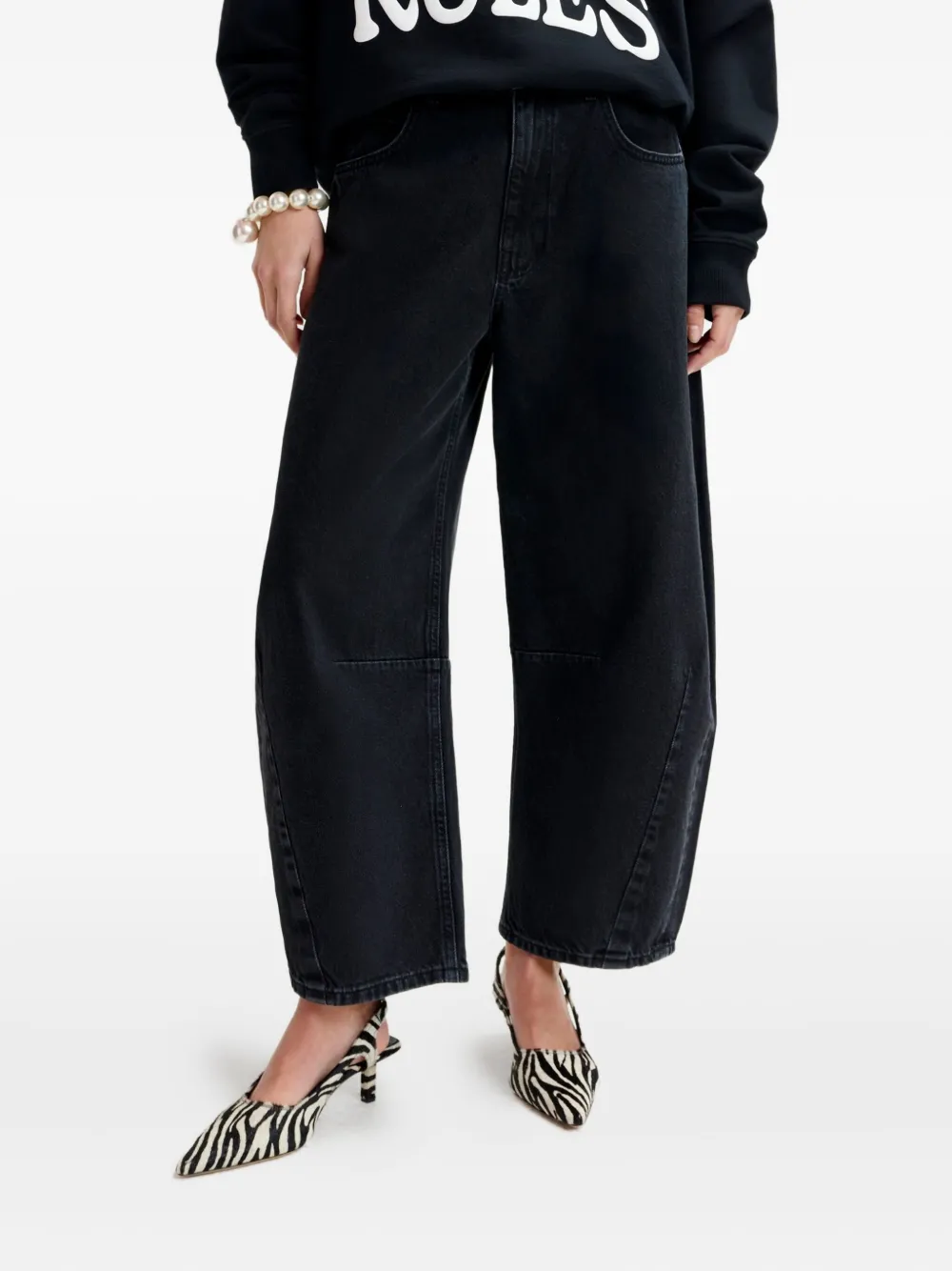 Essentiel Antwerp twisted-seam cotton barrel-leg jeans Zwart