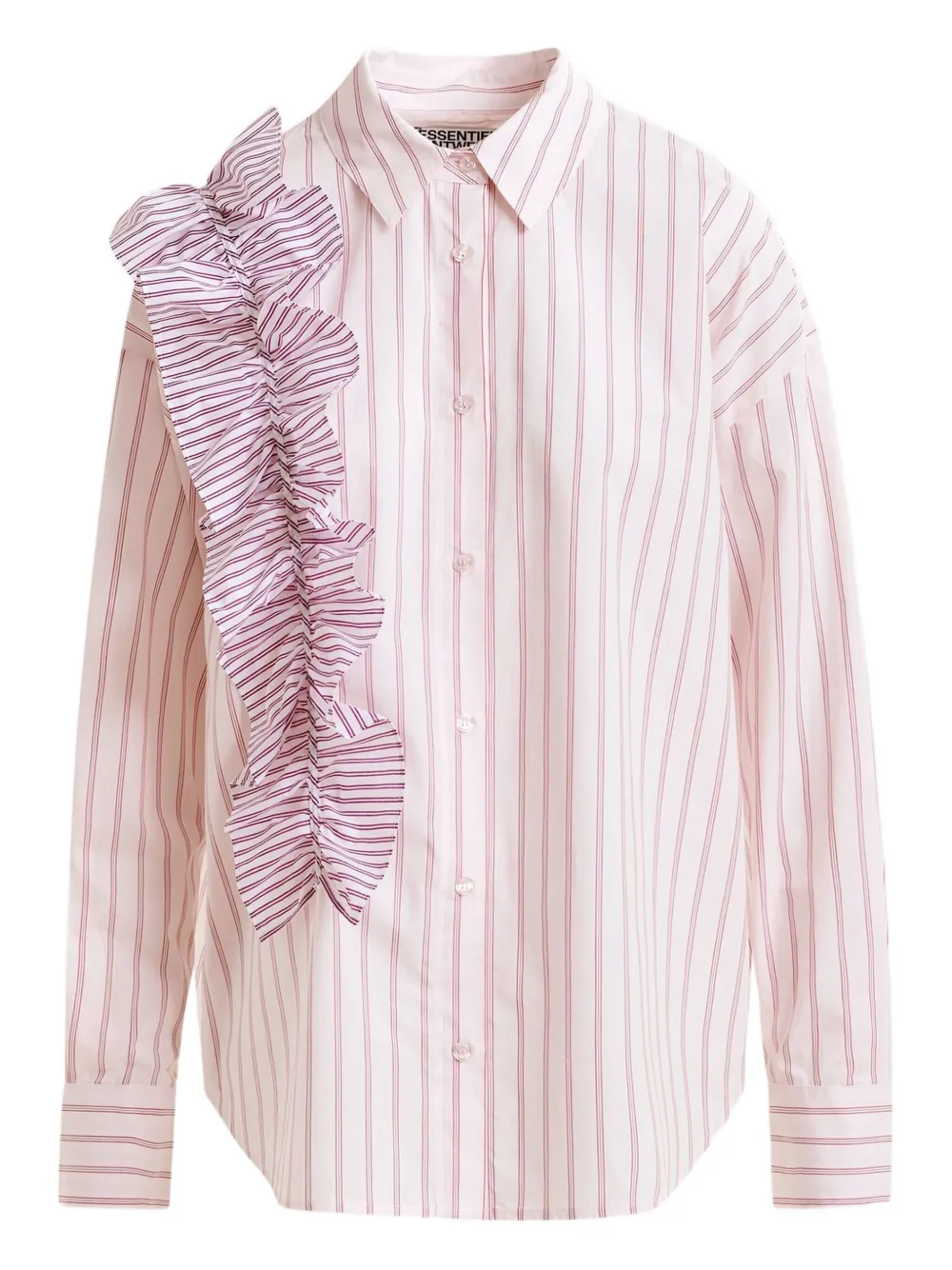 Essentiel Antwerp Ibody ruffle-detail striped shirt | Red | Image 1