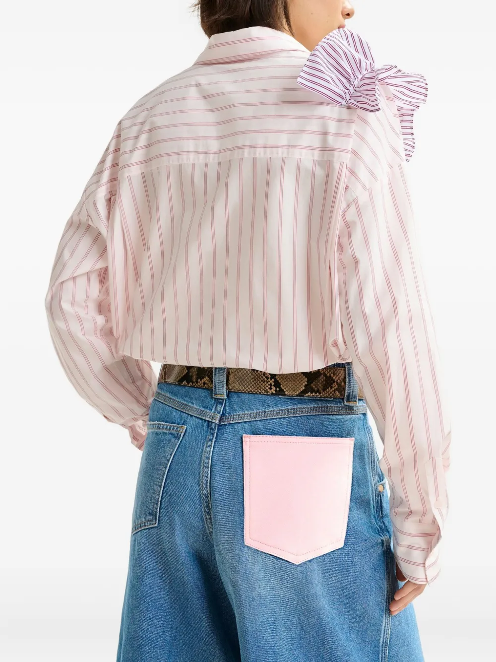 Essentiel Antwerp Ibody gestreept blouse met ruches Rood
