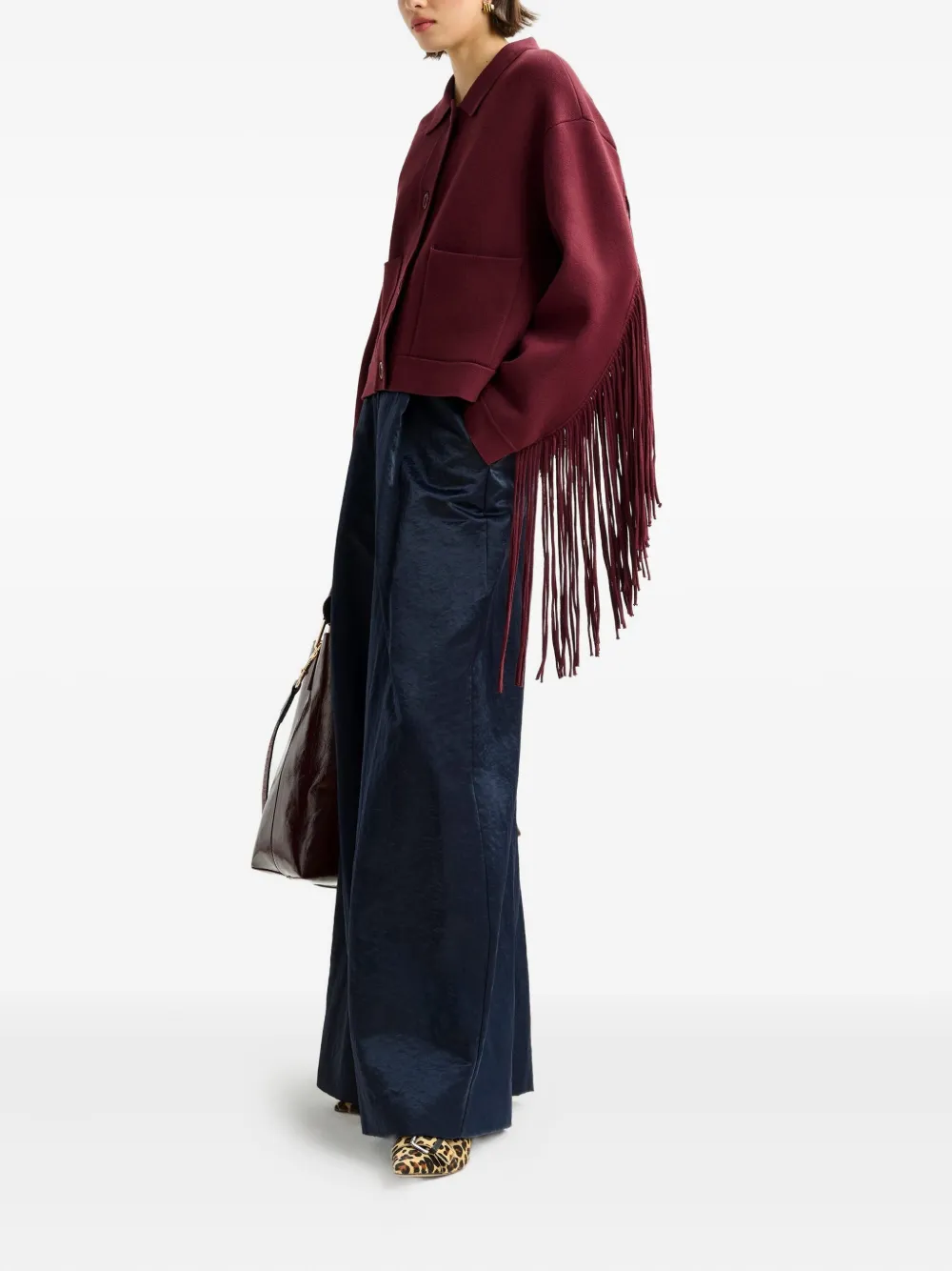 Essentiel Antwerp Istern fringe-detail cardigan Rood