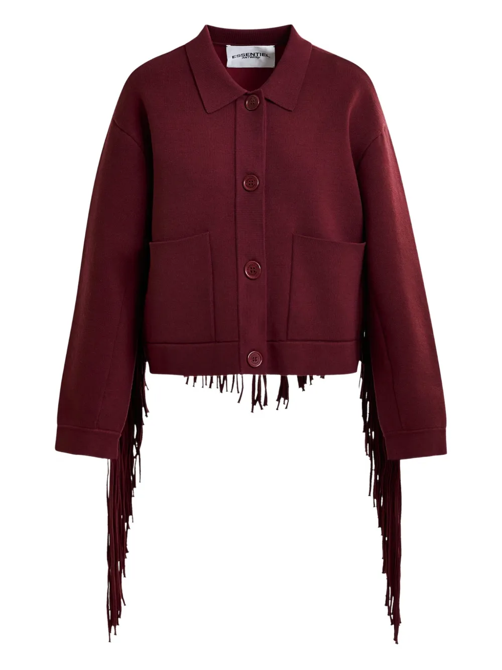Essentiel Antwerp Istern fringe-detail cardigan Rood