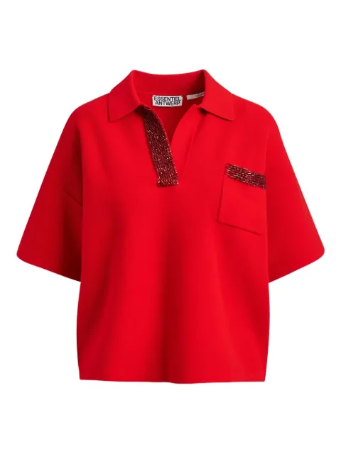 Essentiel Antwerp International bead-embellished polo top