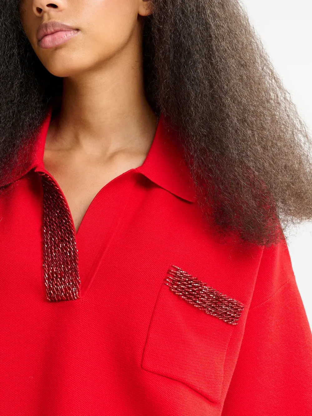 Essentiel Antwerp International polotop verfraaid met kralen Rood