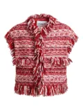 Essentiel Antwerp fringed wool-blend bouclé jacket - Red