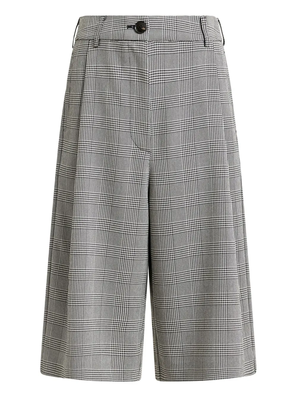 Essentiel Antwerp pleated checked knee-length shorts Grijs
