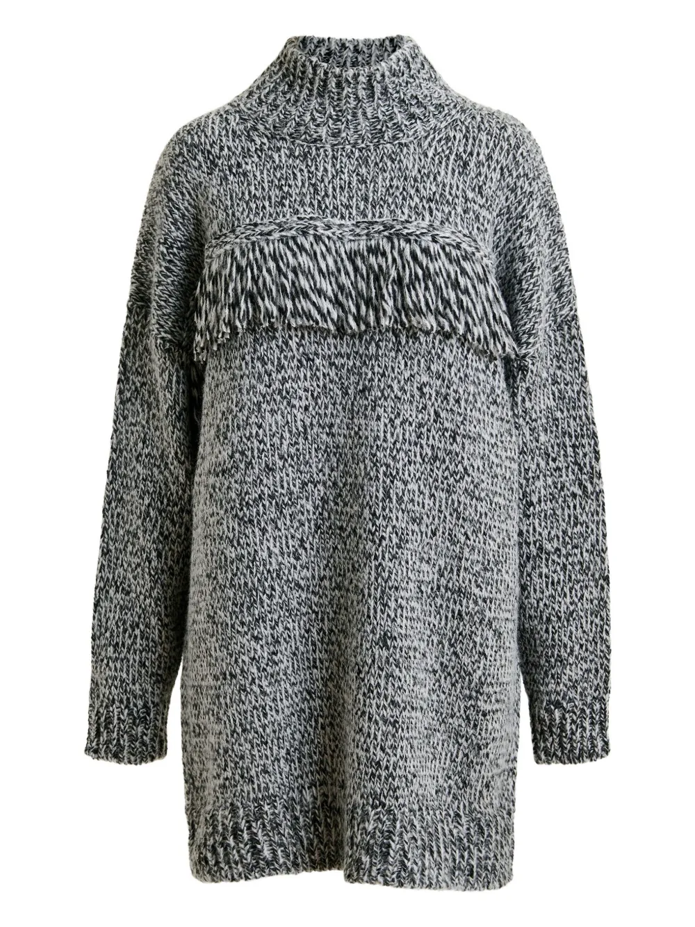 fringe mock-neck sweater