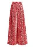 Essentiel Antwerp pleated snakeskin-print trousers - Red
