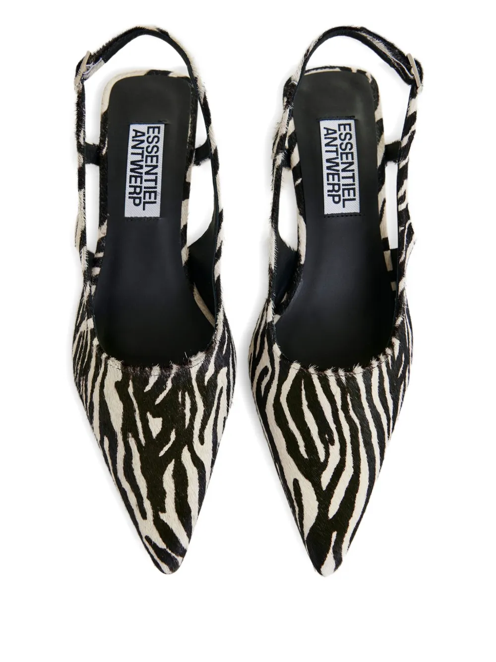 Essentiel Antwerp 45 mm Itten pumps met zebraprint Zwart