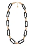 Essentiel Antwerp Ipretzel enamel rhinestone chain necklace - Black