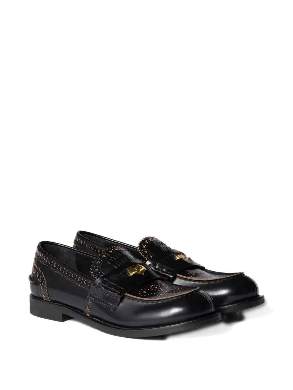 Miu Miu Geperforeerde loafers - Zwart