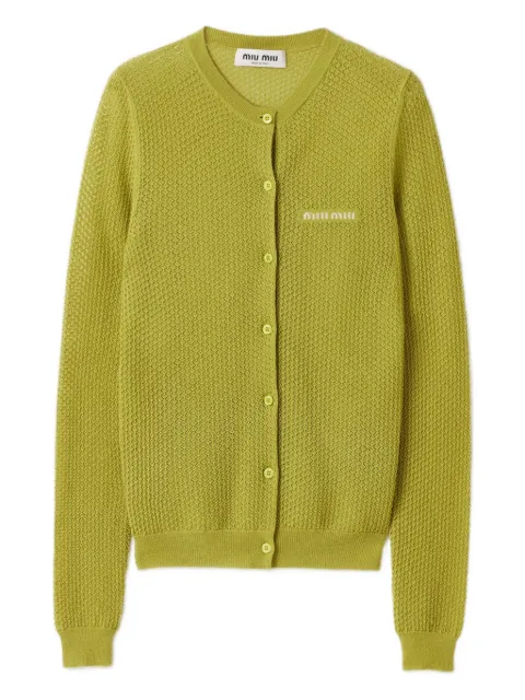 Miu Miu ribbed lace-motif cardigan