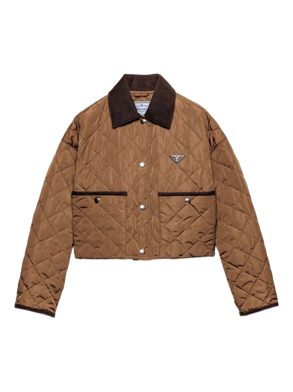 Prada Womens Brown Lightweight Triangle-logo Cropped Nylon Jacket In Brown