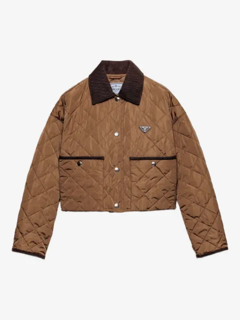 Prada chamarra capitonada con cuello de pana