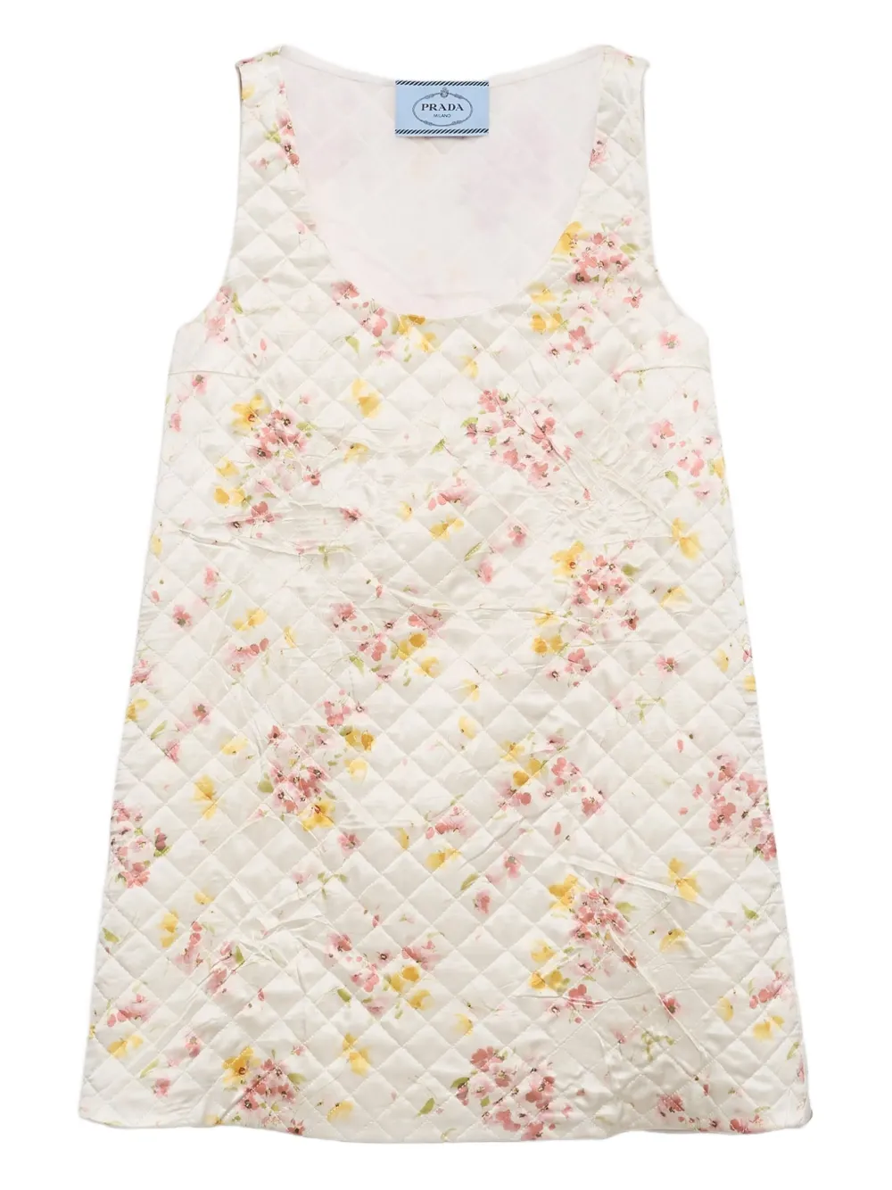 Prada Gewatteerde satijnen mini-jurk Beige