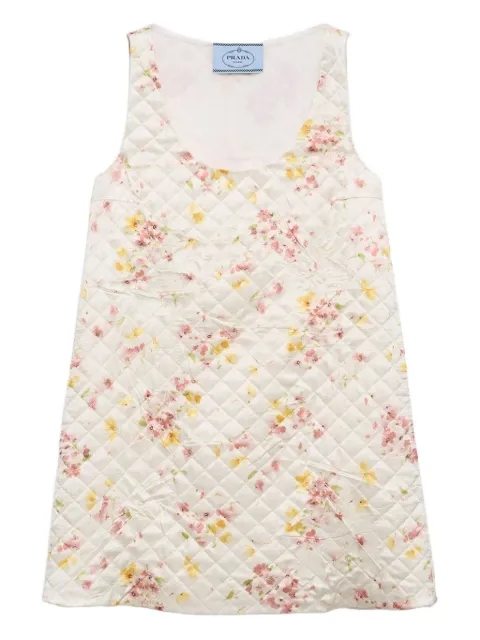 Prada floral quilted satin mini dress