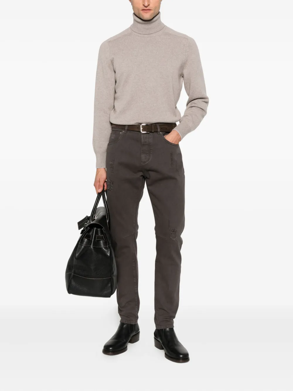 Brunello Cucinelli Jeans met gerafeld detail - Bruin