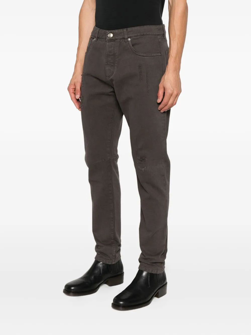 Brunello Cucinelli Jeans met gerafeld detail Bruin