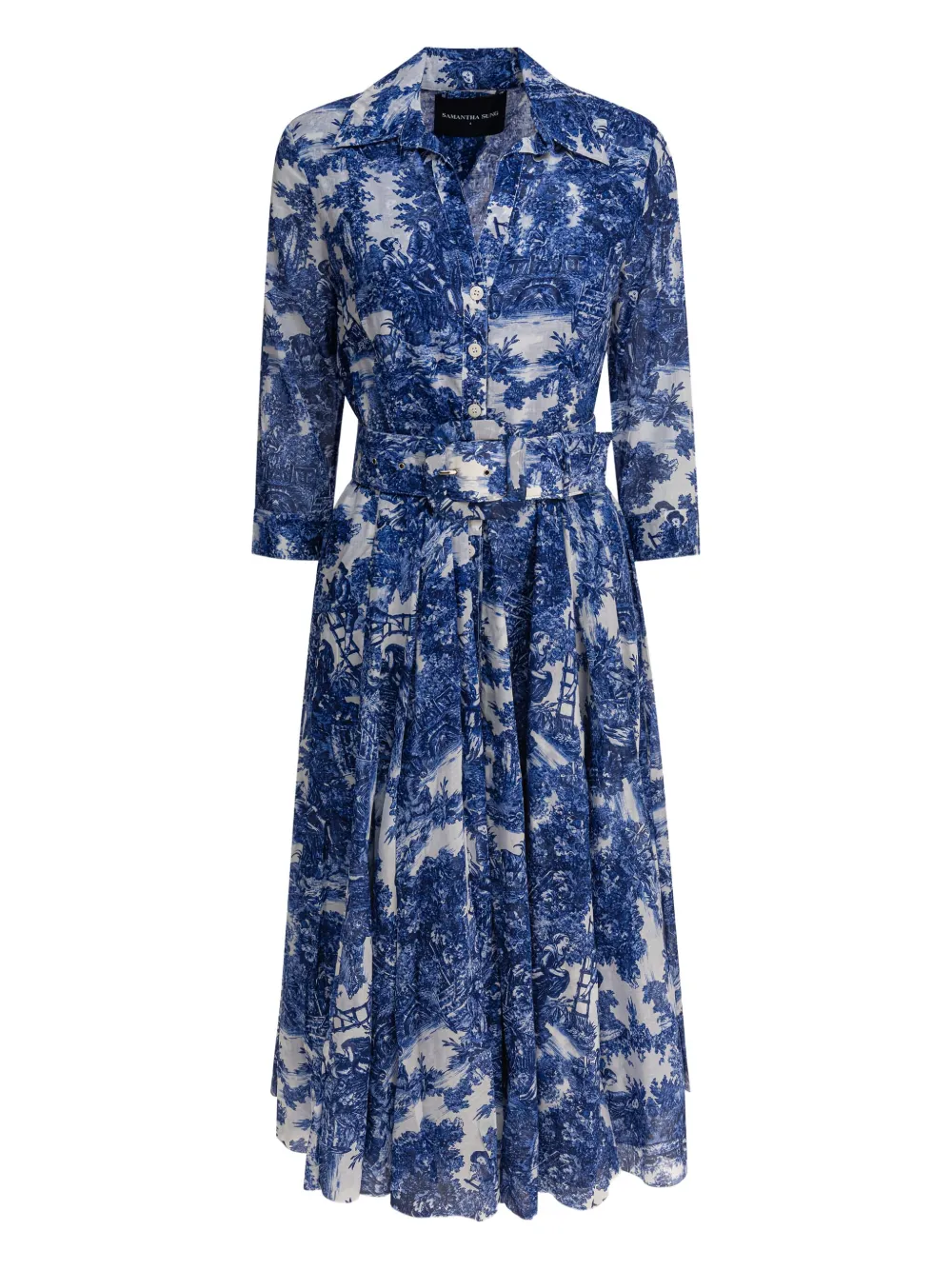 Samantha Sung toile-print belted midi dress | Blue | Image 1