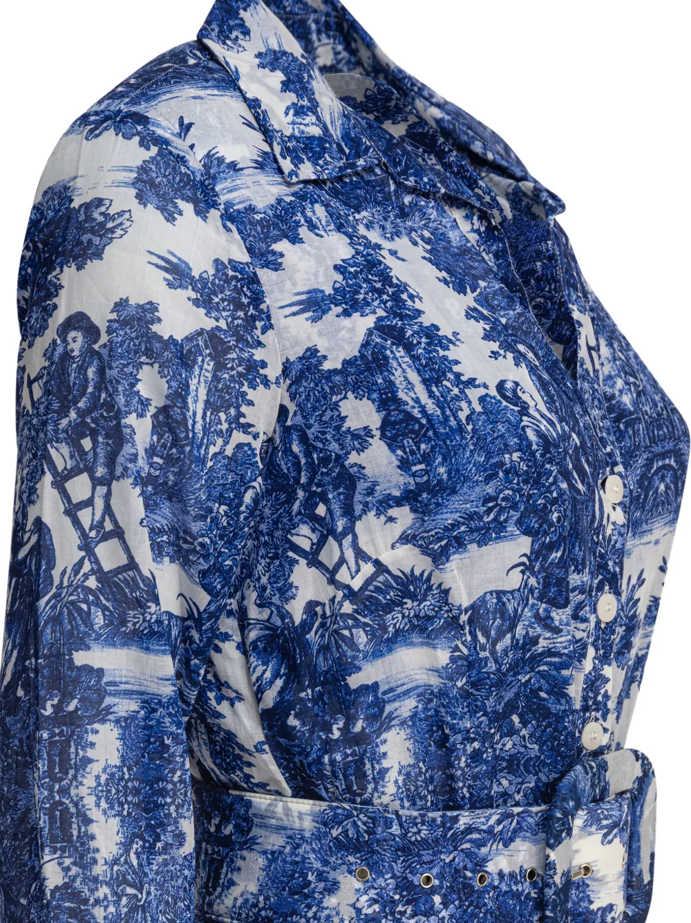 Samantha Sung Midi-jurk met print en ceintuur Blauw