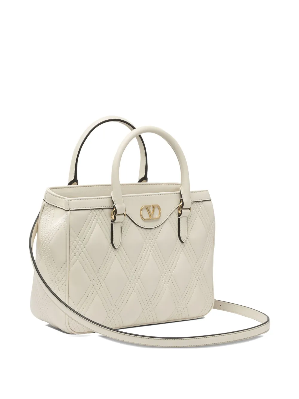 Valentino Garavani v-logo quilted shoulder bag Wit