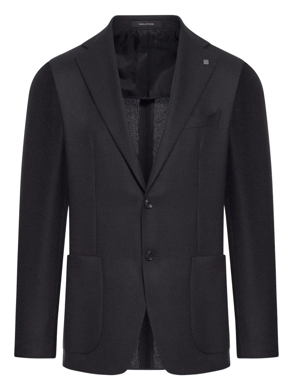 Tagliatore pique-weave single-breasted blazer Zwart