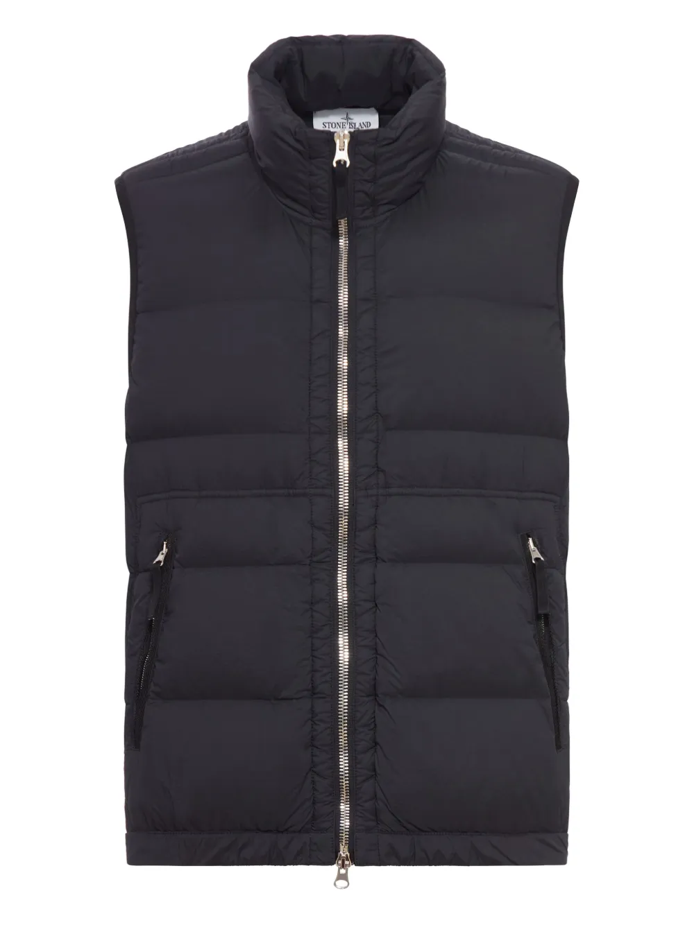 Stone Island Padded Zip-front Vest In Black