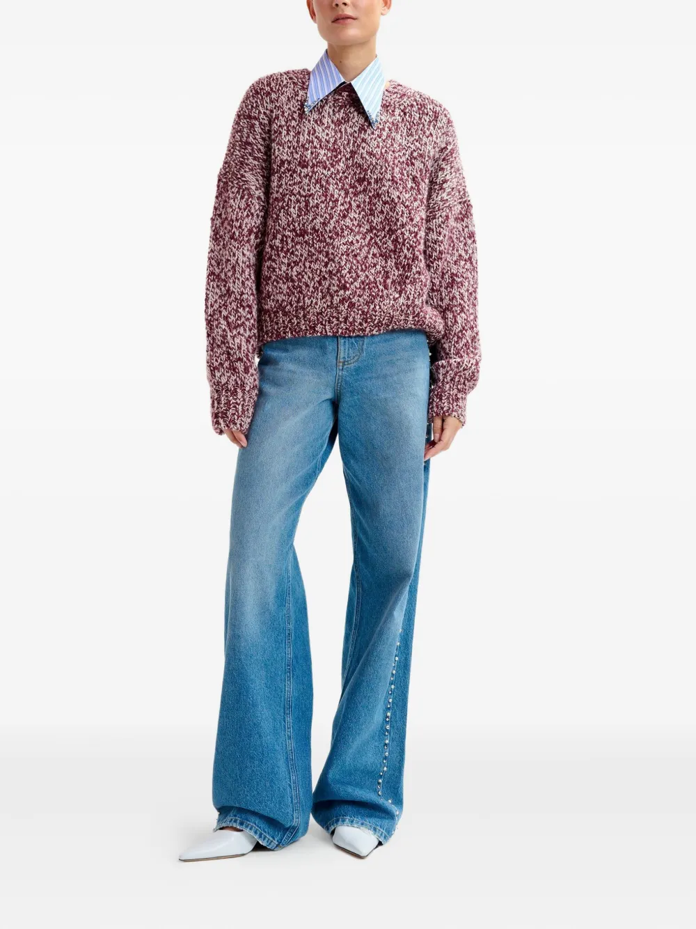 Essentiel Antwerp Izura ribbed-trim sweater Rood