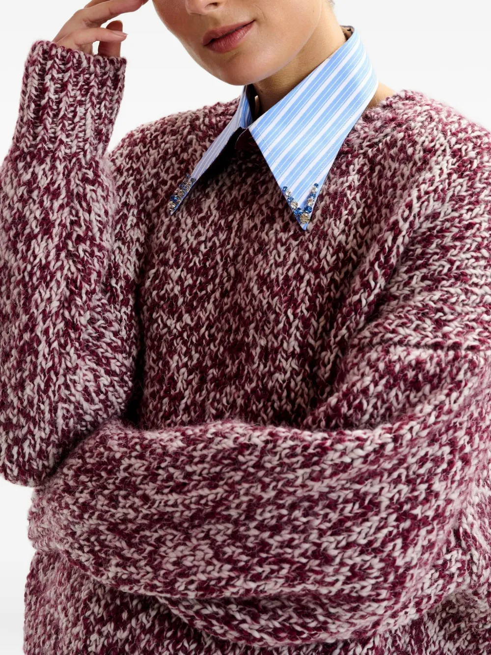Essentiel Antwerp Izura ribbed-trim sweater Rood