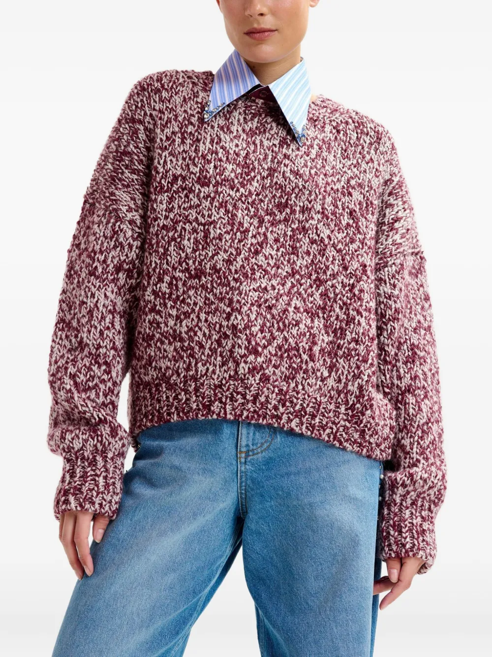Essentiel Antwerp Izura ribbed-trim sweater Rood