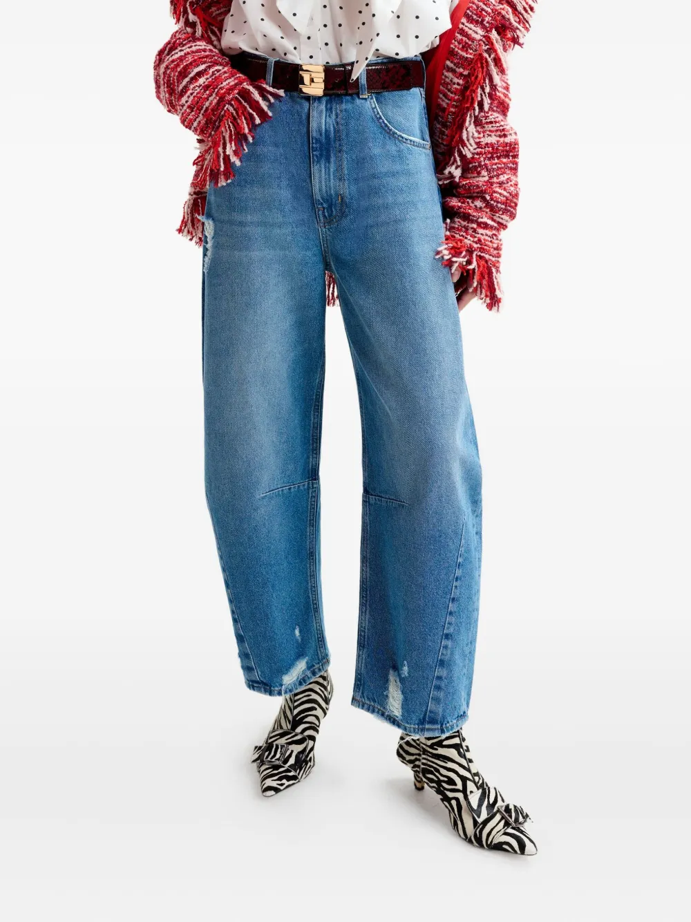 Essentiel Antwerp twisted-seam cotton barrel-leg jeans Blauw