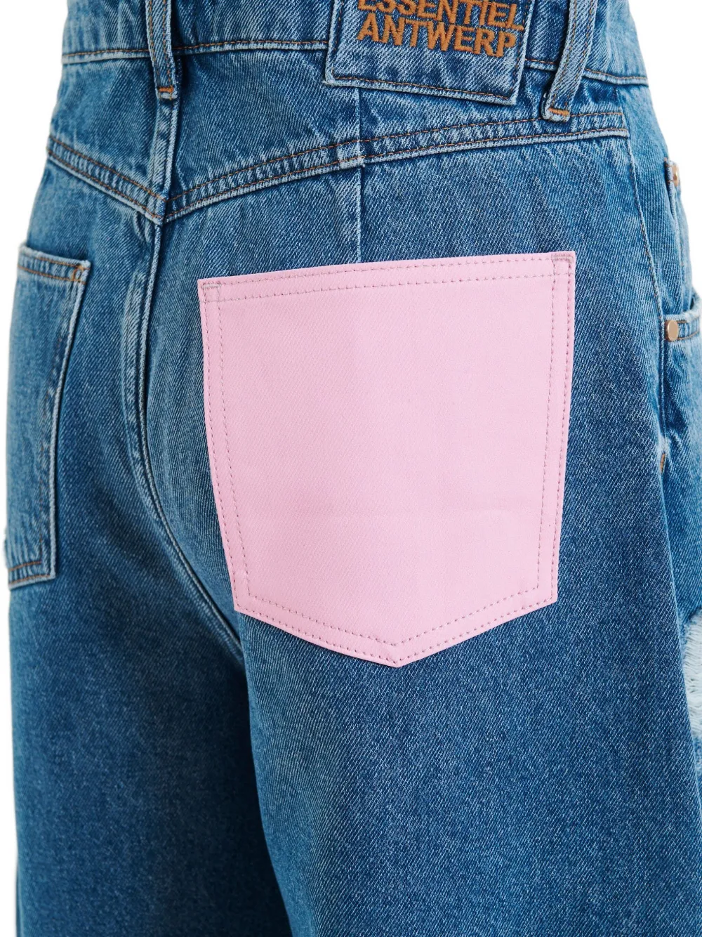 Essentiel Antwerp twisted-seam cotton barrel-leg jeans Blauw