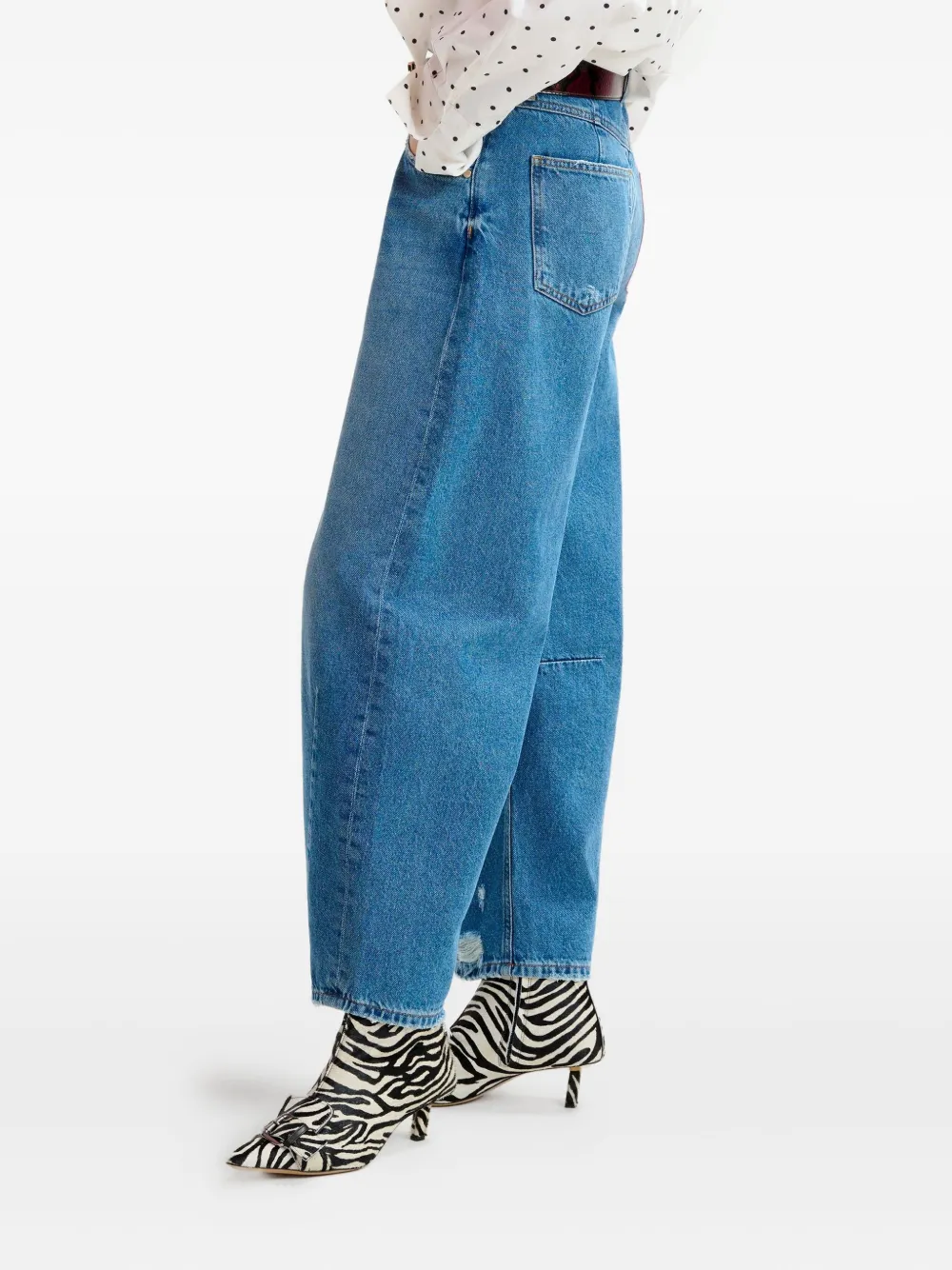 Essentiel Antwerp twisted-seam cotton barrel-leg jeans Blauw