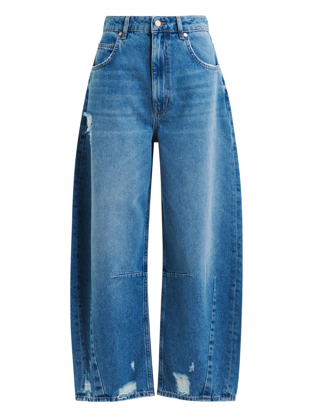 Essentiel Antwerp twisted-seam cotton barrel-leg jeans Blauw