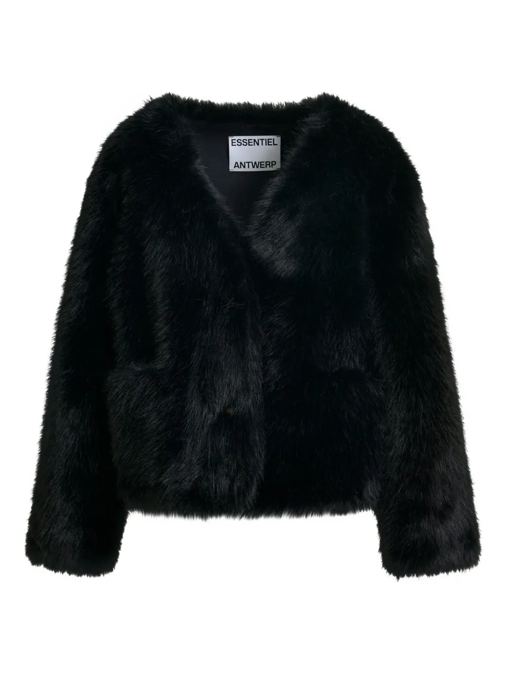 Essentiel Antwerp faux-fur button jacket | Black | Image 1