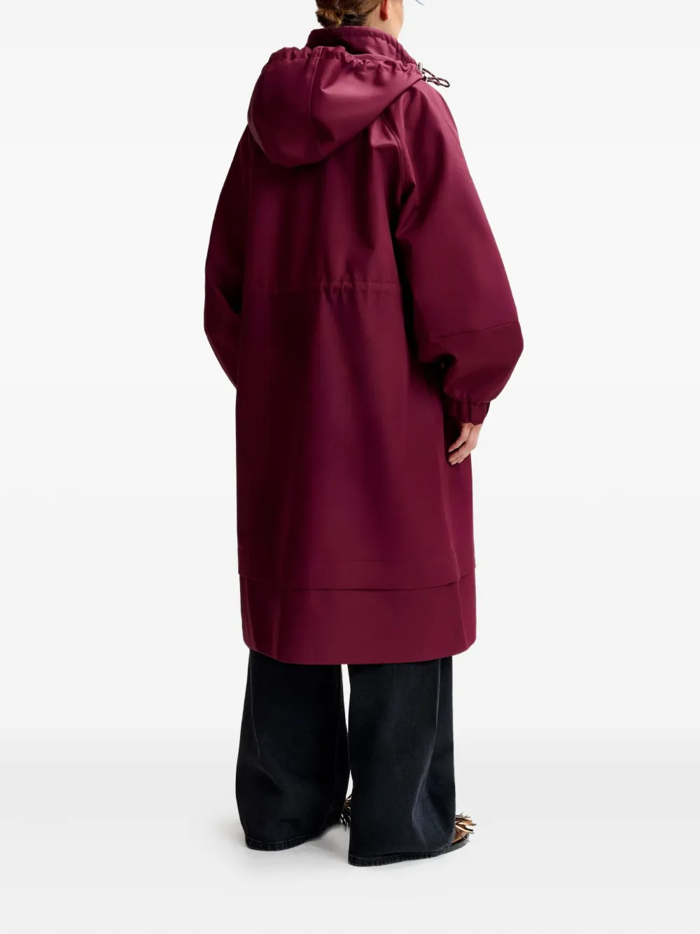 Essentiel Antwerp balloon-sleeve drawstring raincoat Rood