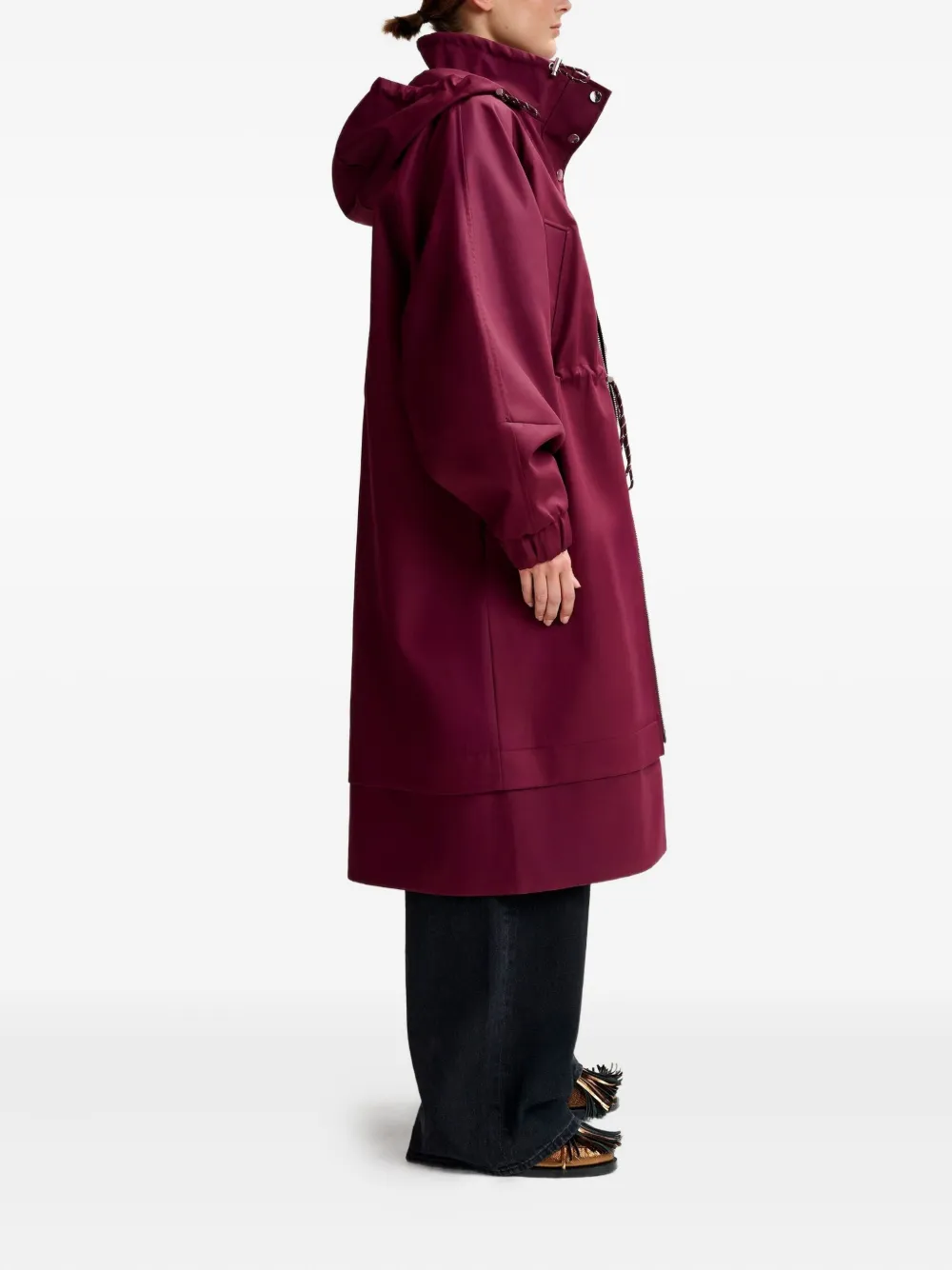 Essentiel Antwerp balloon-sleeve drawstring raincoat Rood