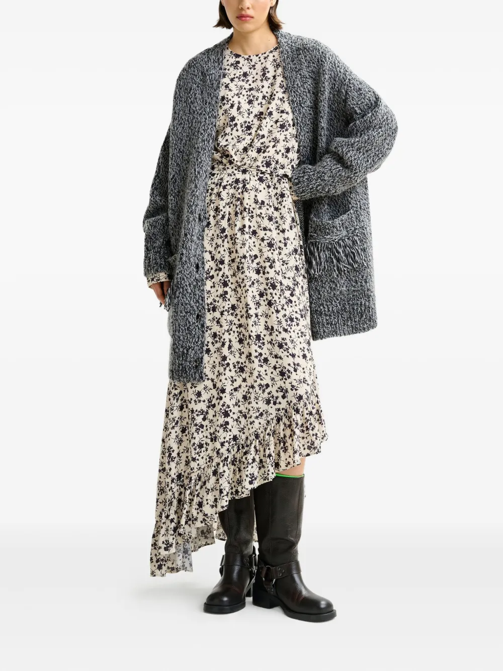 Essentiel Antwerp lace-insert cardigan Zwart