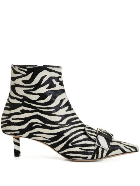 Essentiel Antwerp botines Ickle con estampado de cebra, hebilla y tacón de 45mm