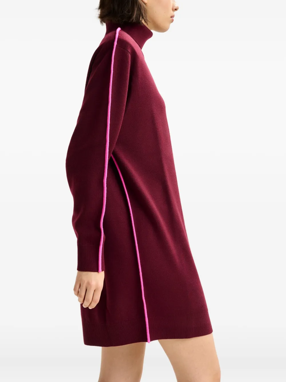 Essentiel Antwerp stripe-detail turtleneck mini dress Rood