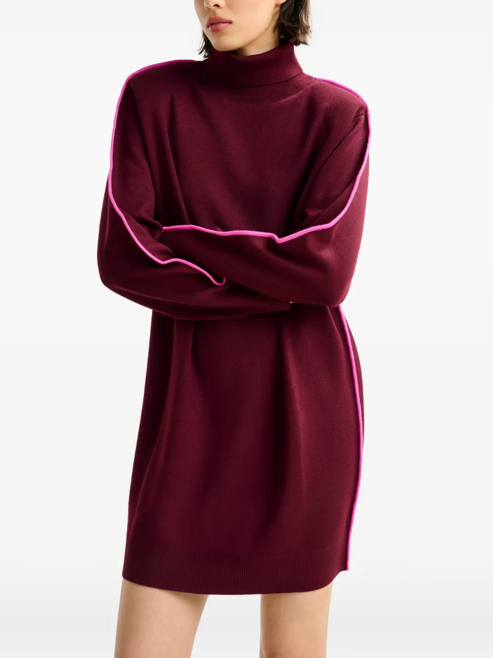 Essentiel Antwerp stripe-detail turtleneck mini dress Rood