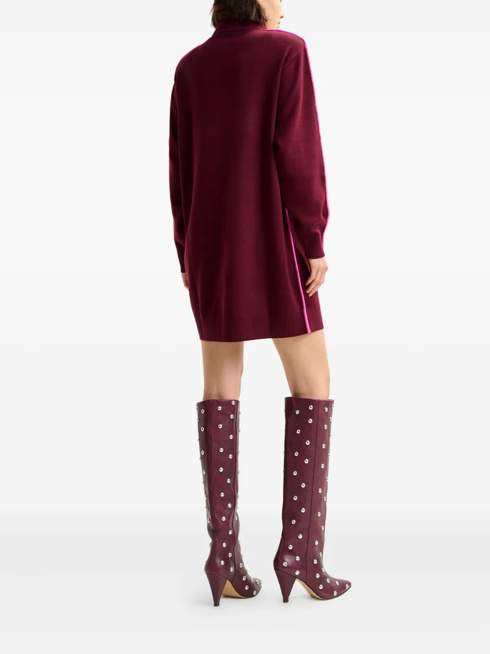 Essentiel Antwerp stripe-detail turtleneck mini dress Rood