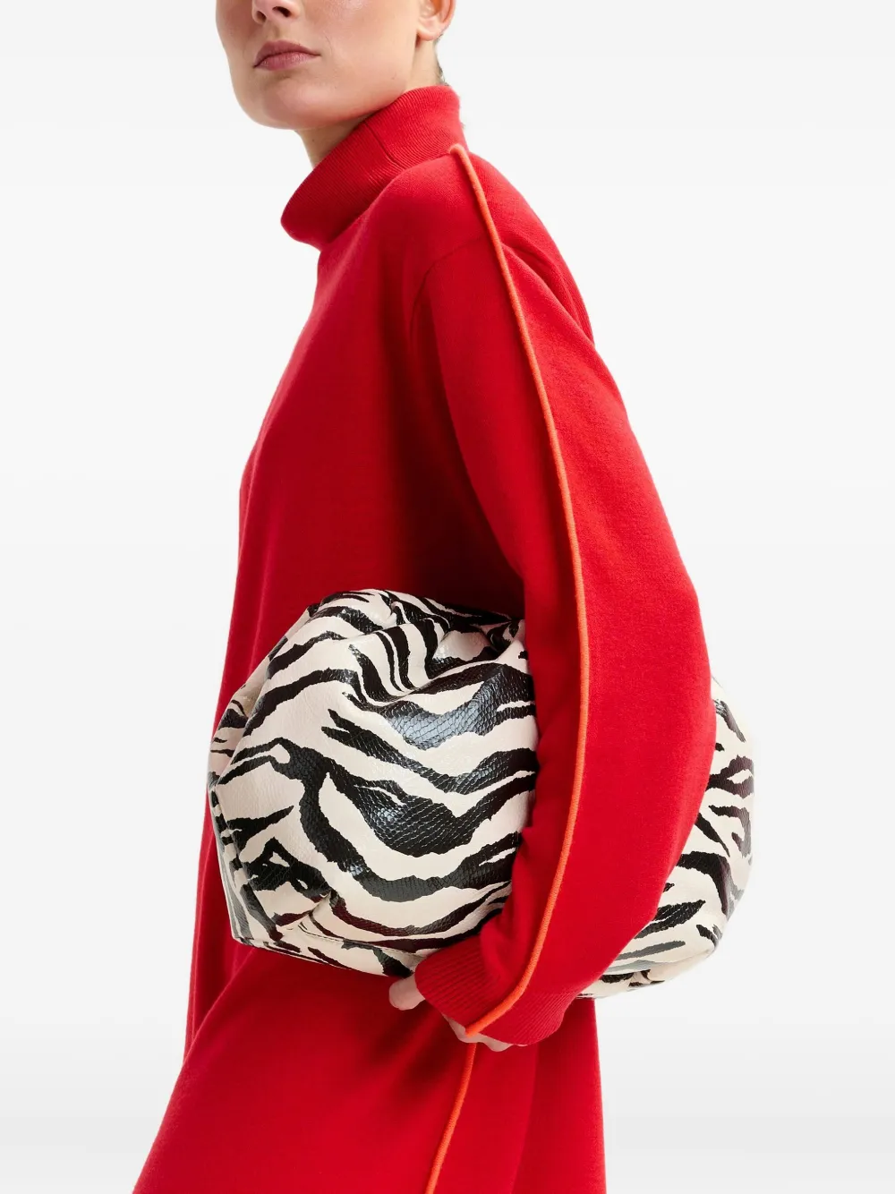 Essentiel Antwerp medium zebra-print shoulder bag Zwart