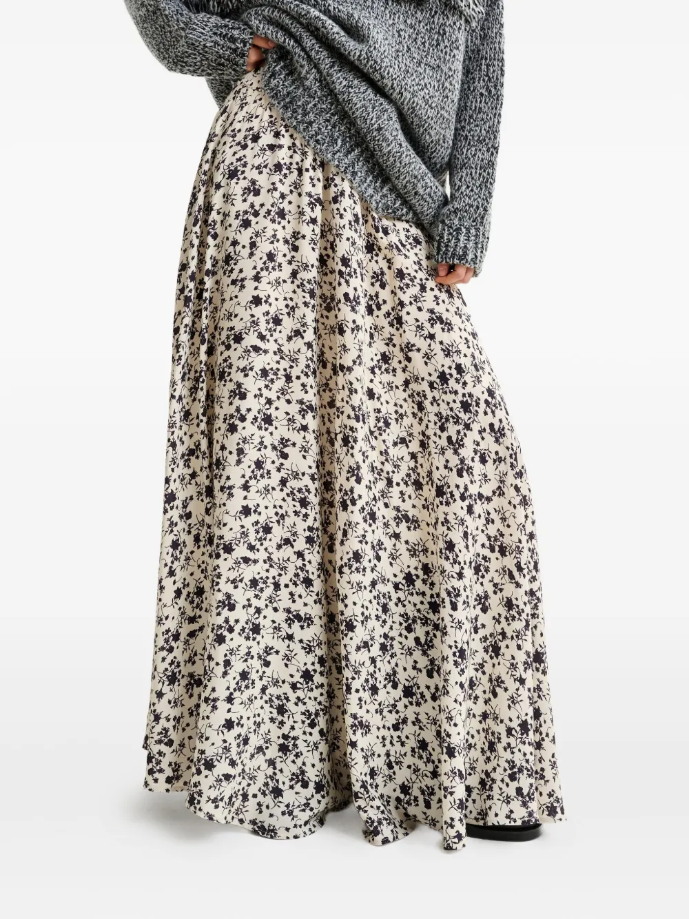 Essentiel Antwerp floral-pattern maxi skirt Zwart