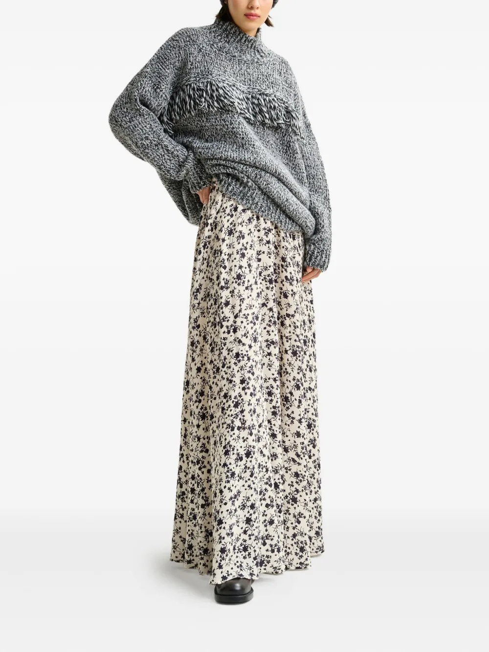 Essentiel Antwerp floral-pattern maxi skirt Zwart
