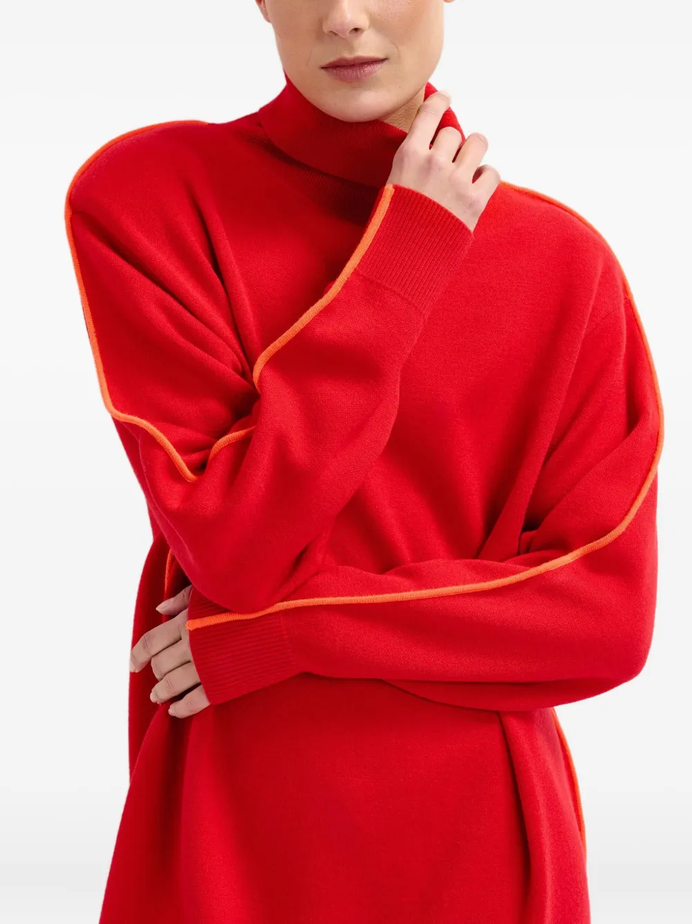 Essentiel Antwerp stripe-detail turtleneck sweater day dress Rood