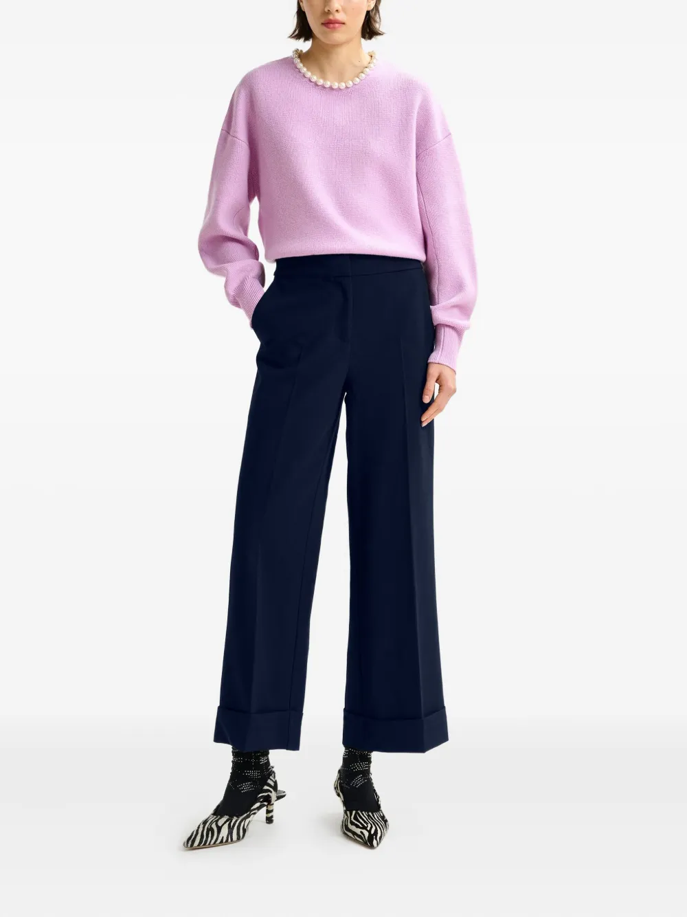 Essentiel Antwerp pressed-crease flared trousers Blauw
