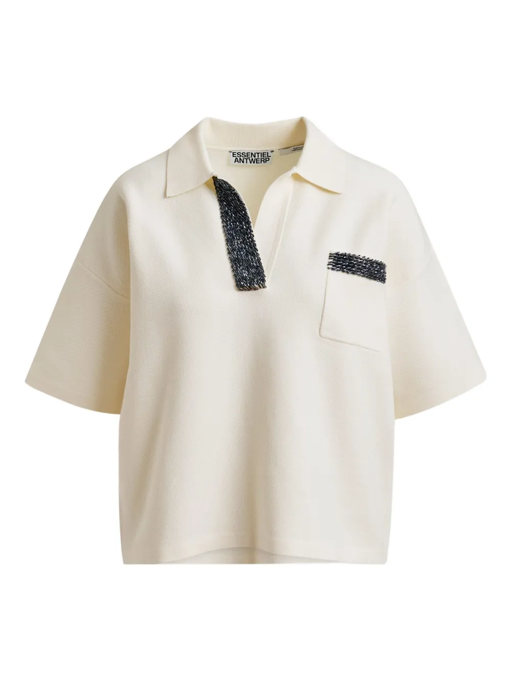 Essentiel Antwerp beaded-embellished polo shirt Wit